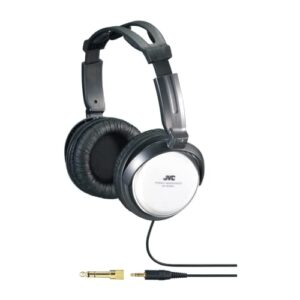 JVC HA-RX500 Casque Hi-Fi Aimant Néodyme 40 mm hautes performances Système « Direct Sound Delivery » pour un son puissant Adaptateur doré 6,3 mm Noir/Blanc