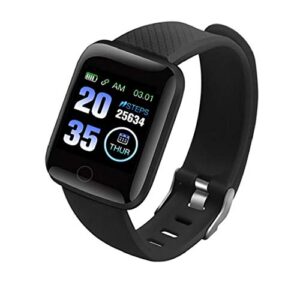 Smart Watch Bluetooth Smart Bracelet 116Plus Phone Fitness Watch Waterproof Blood Pressure Test for Men Women Black