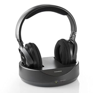 Thomson Casque sans fil TV "WHP3001BK" (Over-Ear, avec station de recharge système, PLL, portée 100 m, 863 MHz, sans fil) Noir